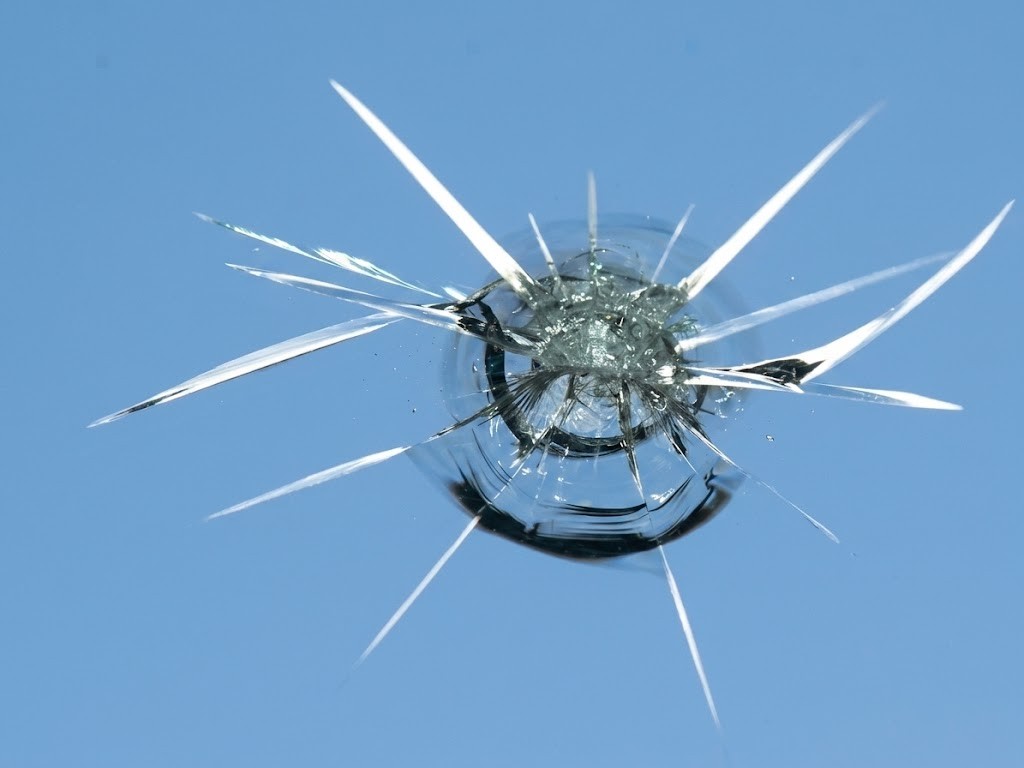 Cracked windscreen on a car